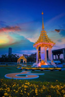Majestelerinin Kraliyet cenaze töreninde Bitec - Bangkok uluslararası ticaret ve Sergi Merkezi için geç Kral Bhumibol Adulyadej inşa Kraliyet krematoryum kopyası