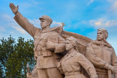 1976 'da vefat eden Çin Komünist Partisi Başkanı Mao Zedong' un son dinlenme yeri olan Başkan Mao 'nun Anıt Salonu' ndaki insanların anıtı.