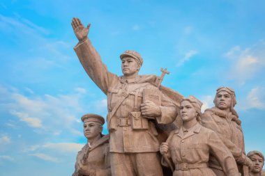 1976 'da vefat eden Çin Komünist Partisi Başkanı Mao Zedong' un son dinlenme yeri olan Başkan Mao 'nun Anıt Salonu' ndaki insanların anıtı.