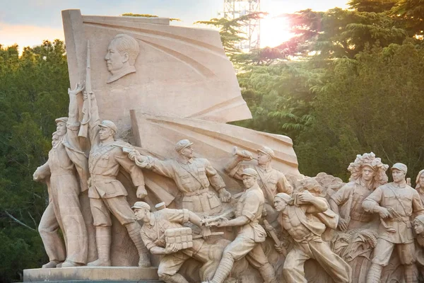 Monument\'s of people at Memorial Hall of Chairman Mao, the final resting place of Mao Zedong, Chairman of the Communist Party of China who passed away in 1976