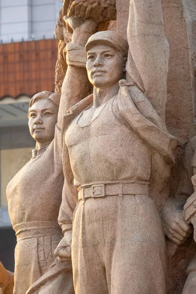 Monument\'s of people at Memorial Hall of Chairman Mao, the final resting place of Mao Zedong, Chairman of the Communist Party of China who passed away in 1976