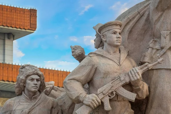 Monument\'s of people at Memorial Hall of Chairman Mao, the final resting place of Mao Zedong, Chairman of the Communist Party of China who passed away in 1976