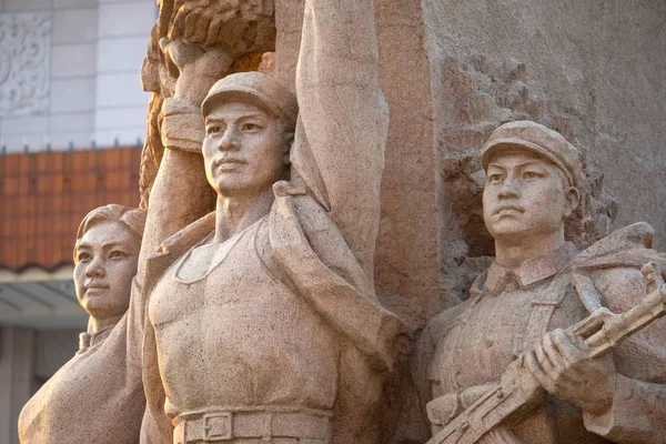 Monument\'s of people at Memorial Hall of Chairman Mao, the final resting place of Mao Zedong, Chairman of the Communist Party of China who passed away in 1976