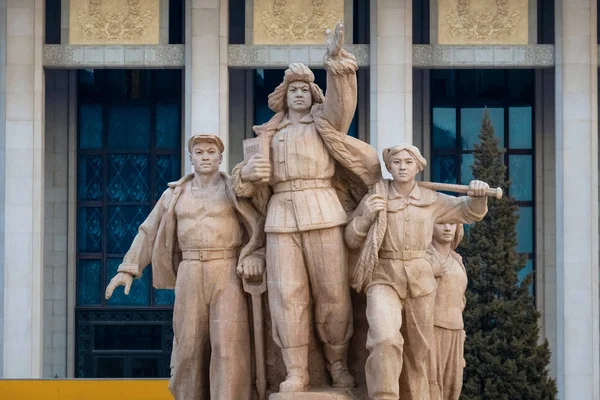 Monument's of people at Memorial Hall of Chairman Mao, the final resting place of Mao Zedong, Chairman of the Communist Party of China who passed away in 1976