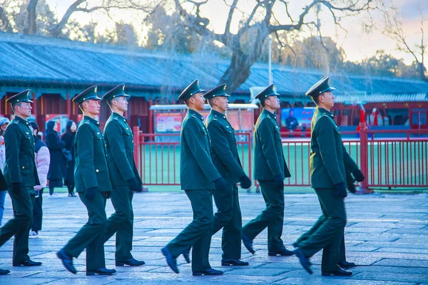 Beijing China Jan 2020 Unidentified Chinese Military Officer March Meridian — Stock Photo, Image