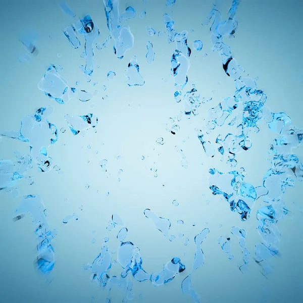 Рендеринг Абстрактного Рассеяния Водными Пузырями Синем Фоне — стоковое фото