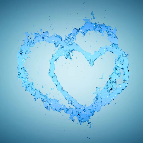 Рендеринг Абстрактной Жидкости Формирующей Форму Сердца Синем Фоне — стоковое фото