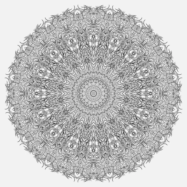 Traceria Circular Monocromática Abstracta Copo Nieve Modelado Mandala Ornamental Lineal — Vector de stock