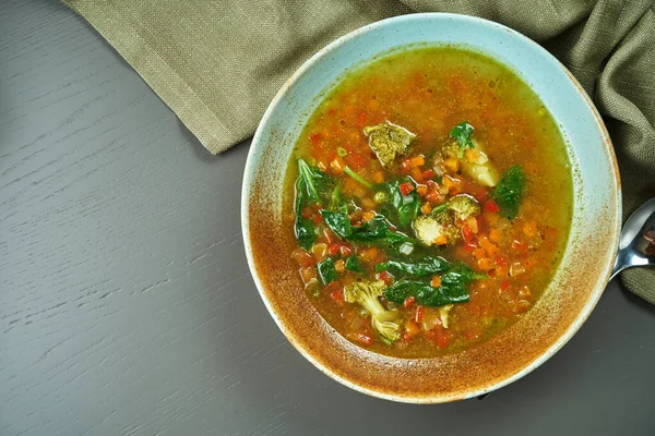 Minestrone Eine Klassische Italienische Suppe Aus Gemüse Der Saison Mit — Stockfoto
