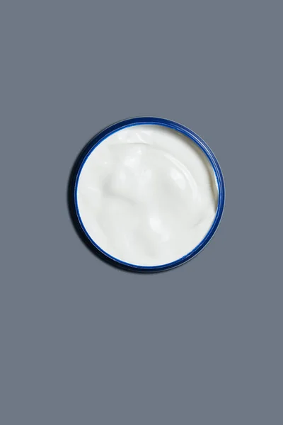 White Cream Jar Grey Background Beauty Health Care Concept Minimalistic — Stock Photo, Image