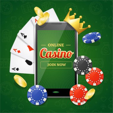 Casino Online telefon genel kavram. Vektör
