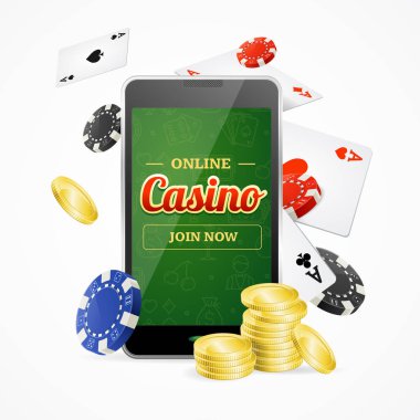 Casino Online telefon genel kavram. Vektör
