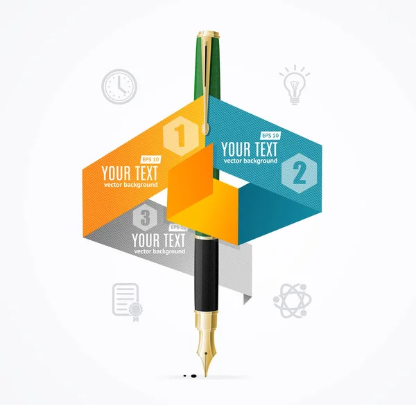 Business Infographic Concept with Fountain Pen (en inglés). Vector — Archivo Imágenes Vectoriales