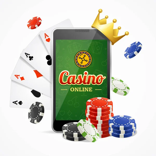 Conceito móvel online do casino. Vetor — Vetor de Stock