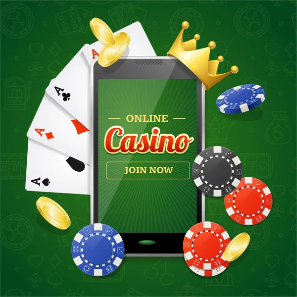 Conceito móvel online do casino. Vetor — Vetor de Stock
