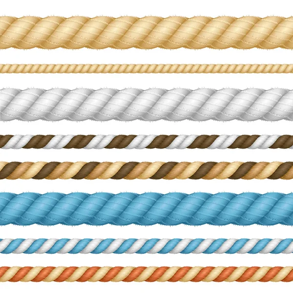 厚さの異なるロープ線セット。ベクトル — ストックベクタ