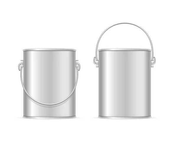 Steel Can Bucket Set. Vector — Stock Vector