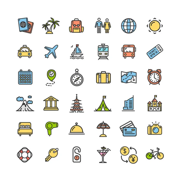 Simge ince çizgi seti seyahat. Vektör