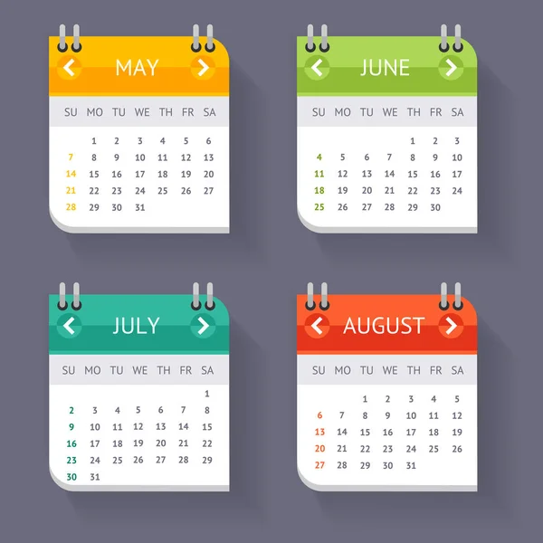 Calendar Quarter Month Set. Vector — Stock Vector