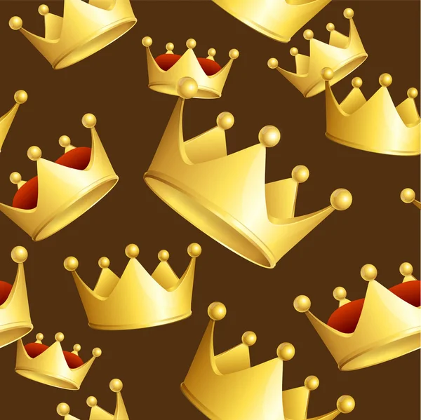 Golden Crowns Background Pattern. Vector — Stock Vector