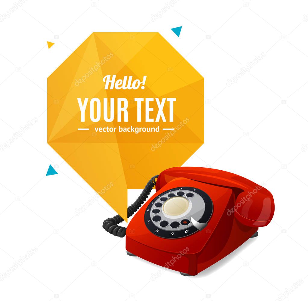 Rotary Telephone with Bubble Speech. Vector