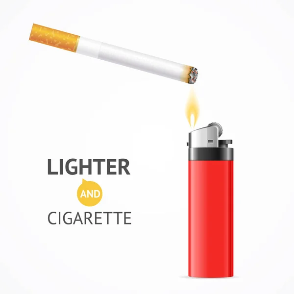 Red Lighter e Burning Cigarette Card. Vetor —  Vetores de Stock