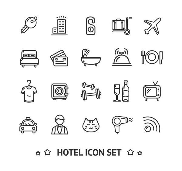 Hôtel Icon Thin Line Set. Vecteur — Image vectorielle