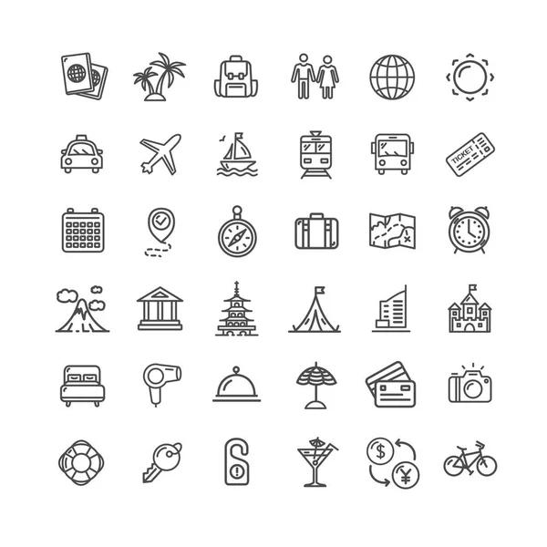 Simge ince çizgi seti seyahat. Vektör