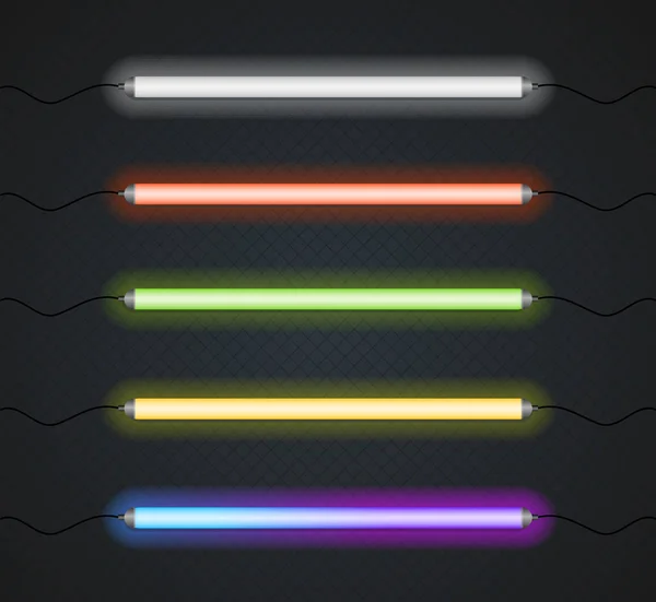 Ensemble de lampe de ligne de néon de couleur. Vecteur — Image vectorielle