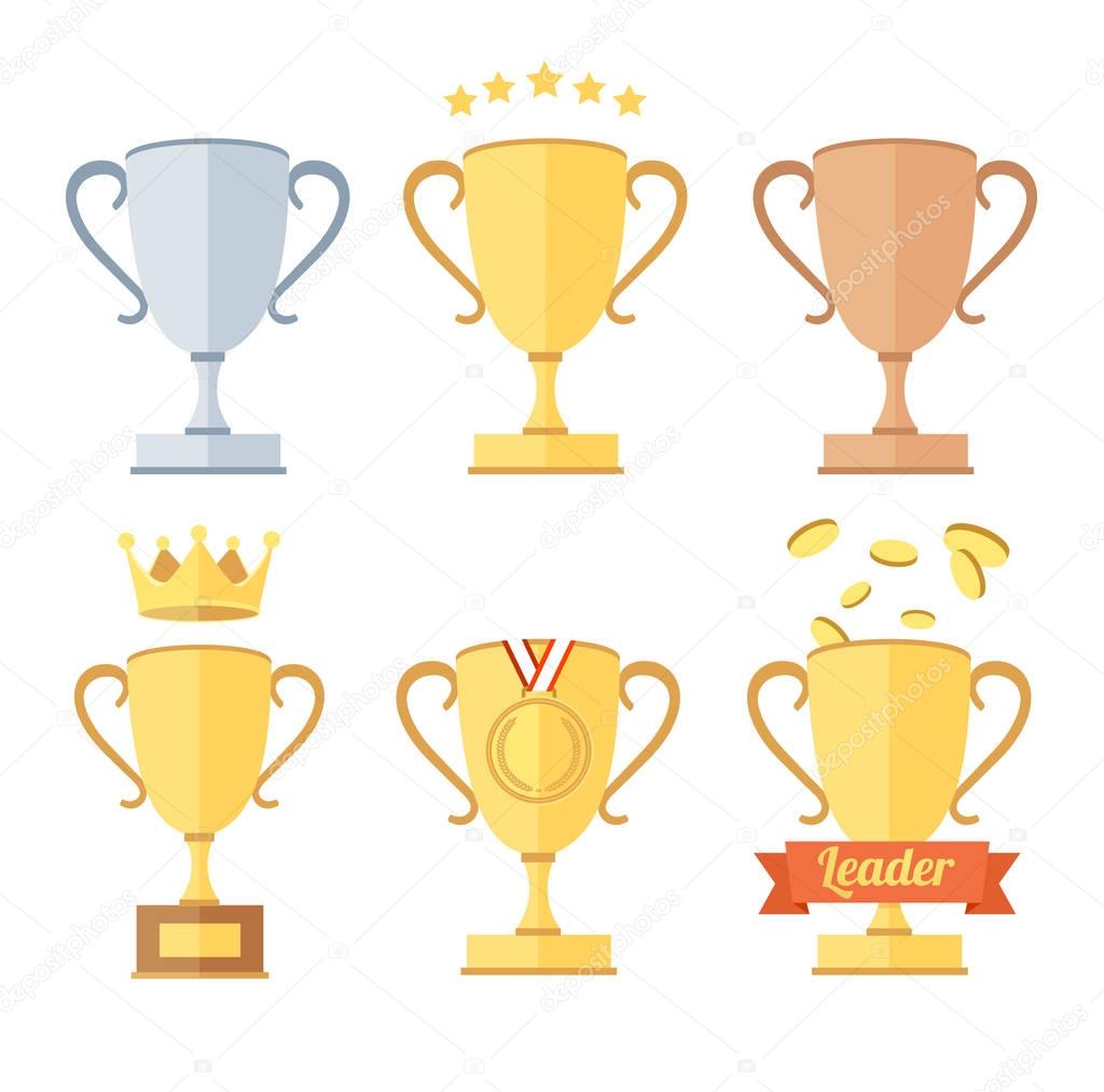 Award Cup Set. Vector