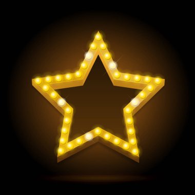 Ampulleri Vintage Neon Glow yıldız şekli. Vektör