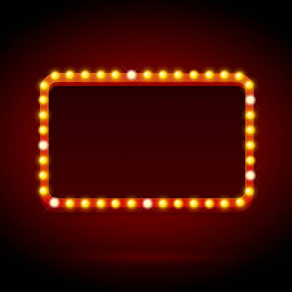 Bombillas Vintage Neon Glow Banner Frame. Vector — Vector de stock
