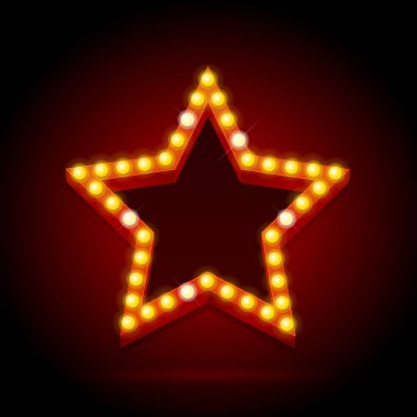 Ampulleri Vintage Neon Glow yıldız şekli. Vektör