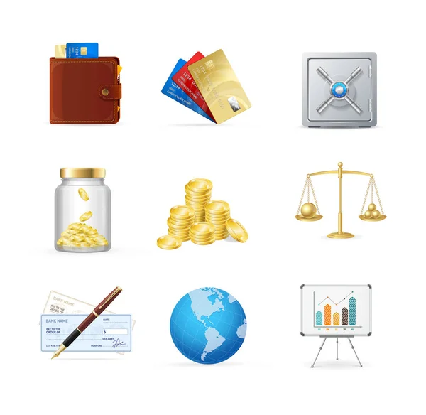 Financiën kleur Icon Set. Vector — Stockvector