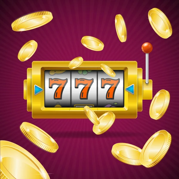 Casino Concept slotmachine en gouden munt vallen. Vector — Stockvector