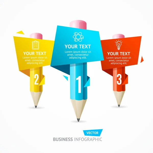 Business-Infografik Bleistift-Banner-Karte. Vektor — Stockvektor