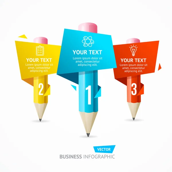 Business Infographic Pencil Banner Card. Vetor —  Vetores de Stock