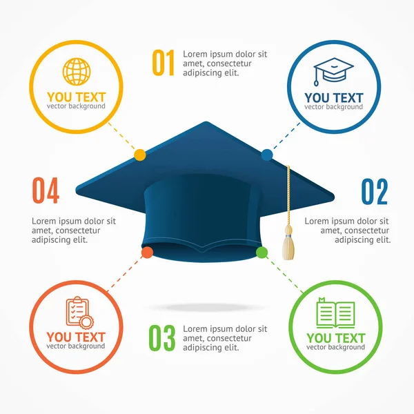 Chapeau étudiant Menu Infographie Option Carte de bannière. Vecteur — Image vectorielle