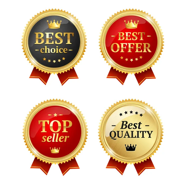 Best Offer or Choice Sale Label Medal Set. Vector — Stock Vector