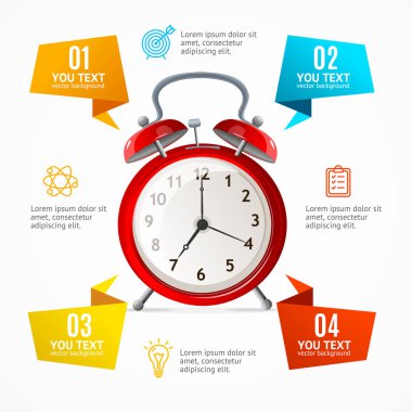 Çalar saat menü Infographic seçeneği afiş kartı vektör
