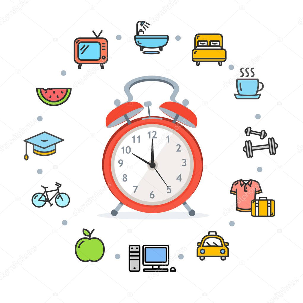 Daily Routines Concept Healthy Life. Vector