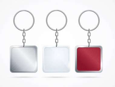 Realistic Metal and Plastic Keychains Set. Vector clipart
