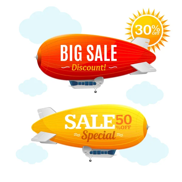 Ετικέτες έννοια πώληση με αερόπλοια. Διάνυσμα — Διανυσματικό Αρχείο