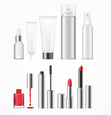 Gerçekçi güzellik şablon şişe ayarlayın. Vektör