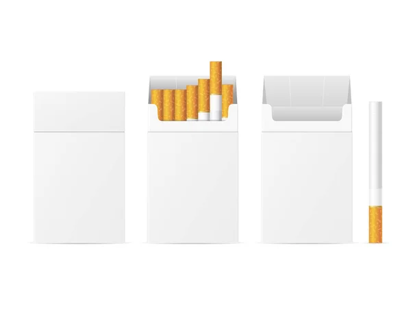 Realistiska mallen Tom vit cigarett Pack. Vektor — Stock vektor