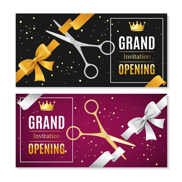 Grand Opening Banners Invitation Set. Vector — Stock Vector