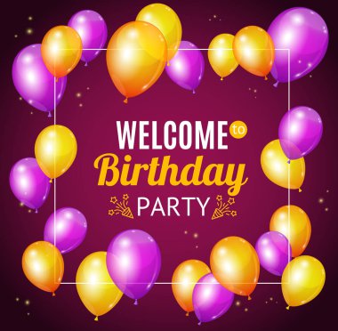 Doğum günü davetiye kartı vektör