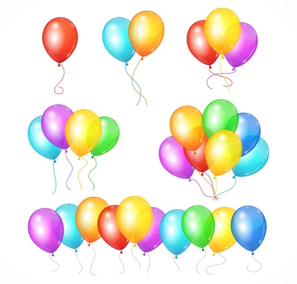 Set de Globos Realistas Arco Iris. Vector — Vector de stock