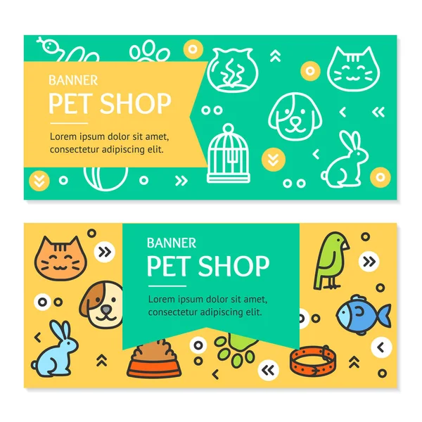 Pet Shop leták nápisu štítek Set. Vektor — Stockový vektor