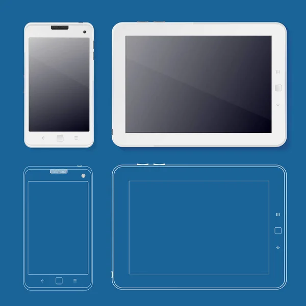 Tablette et téléphone Ui Web Design Template blanc. Vecteur — Image vectorielle